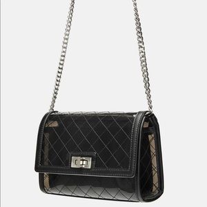 Zara vinyl crossbody black clear bag